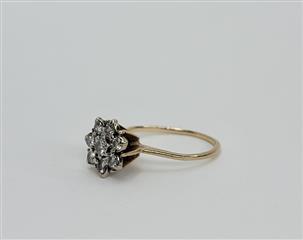 10K Yellow Gold Diamond Flower Cluster Ring (8) RBC 2.7G Sz 7.75